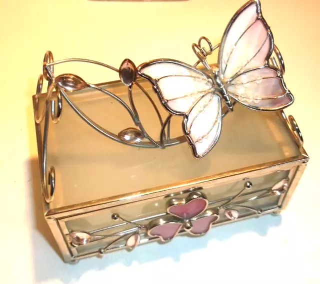 Small Glass And  Metal Trinket Box/Drawer-Lovely