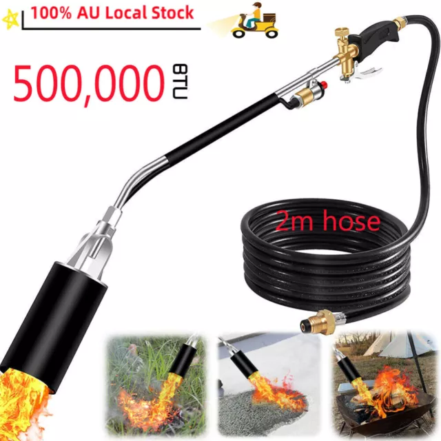 500,000 BTU LPG Gas Propane Weed Burner Torch Flame Thrower with 2m Hose Pipe