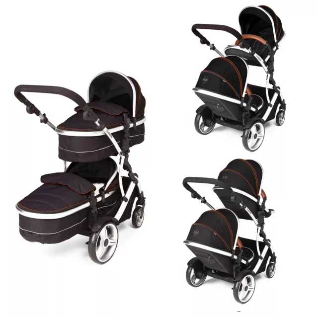 Kids Kargo Duellette Twins Newborn Pushchair Buggy Baby Twin Pram Stroller