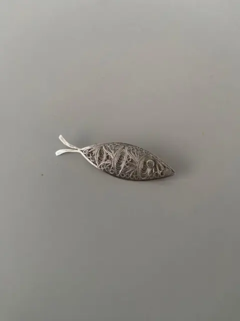 Vintage Sterling Silver Filigree Fish Brooch/Pin