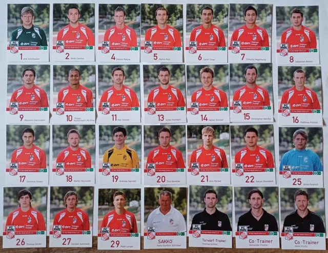 28 Autogrammkarten, AK, 2009-10 , Rot-Weiß Erfurt RWE, RW Erfurt - 3. Liga