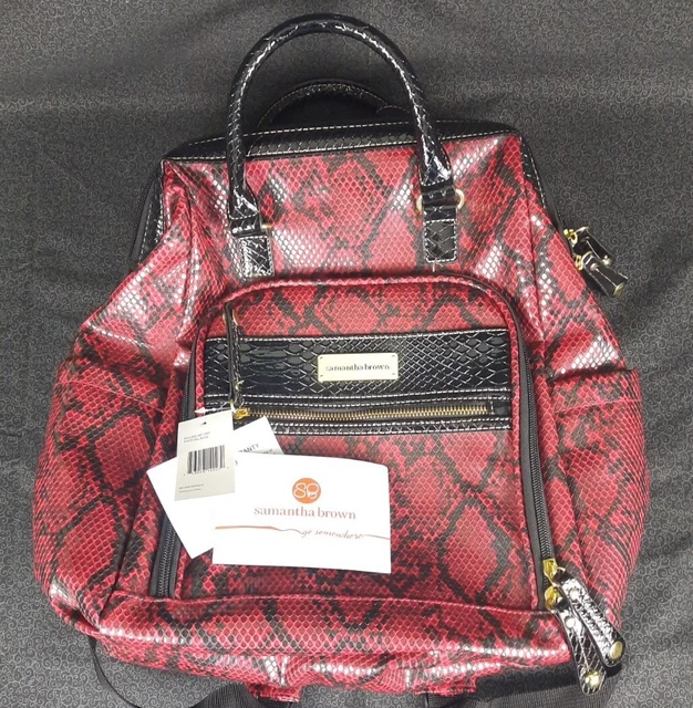 Samantha Brown Purse - Backpack Style, Red Python Snakeskin, New with Tags