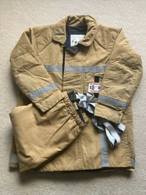 EX Ballycare Beige firefighter Tunic & Trousers Sz6 Large Long