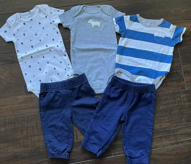 Carters Baby Boys Size 3 Months Lot Bodysuits Tops Shirts Pants Blue Clothes