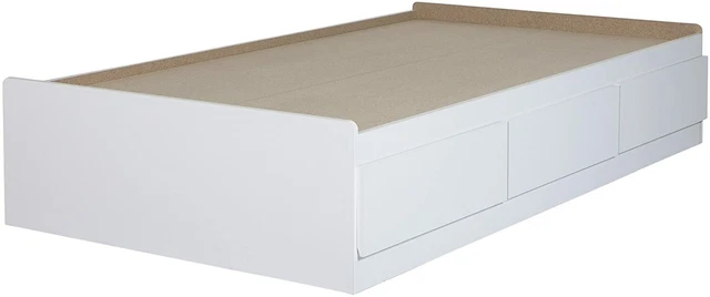 South Shore Basic 39" Mates Bed with 3 Drawers, Twin, Pure White