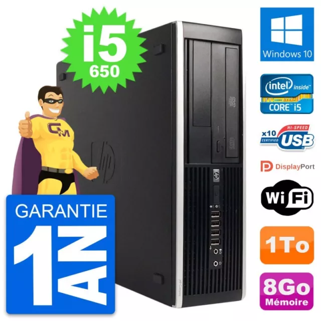 PC HP 8100 Elite SFF Intel Core i5-650 RAM 8Go Disque Dur 1To Windows 10 Wifi