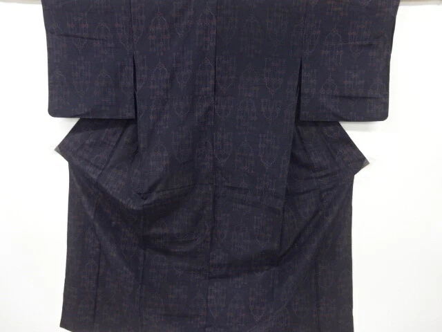 6858421: Japanese Kimono / Antique Hitoe Kimono / Tokamachi Tsumugi / Woven Abst