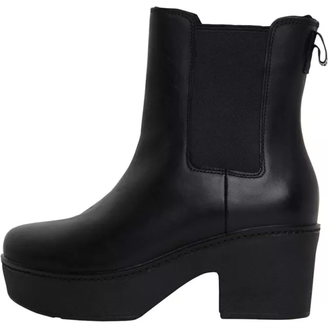 FitFlop Womens Pilar Shearling Leather Platform Chelsea Boots  Black US  9