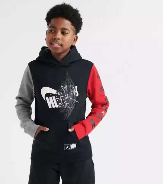 Nike Air Jordan Youth Boys Wings Hooded Fleece Lined Windbreaker Jacket  Size: L