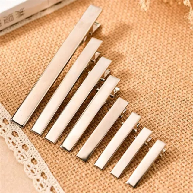 20pcs New Silver Metal Single Prong Alligator Hair Clips Barrette DIY HairpiS-wf
