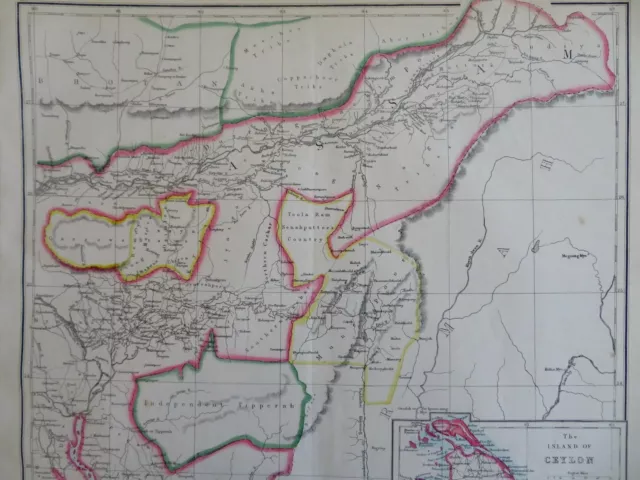 Farther India Myanmar Ceylon Calcutta Sri Lanka c. 1856-72 Weller map 3