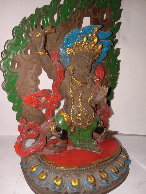 Chinese Old Beijing Glaze Handmade Exquisite Statue Chinese Stamp Mahakala