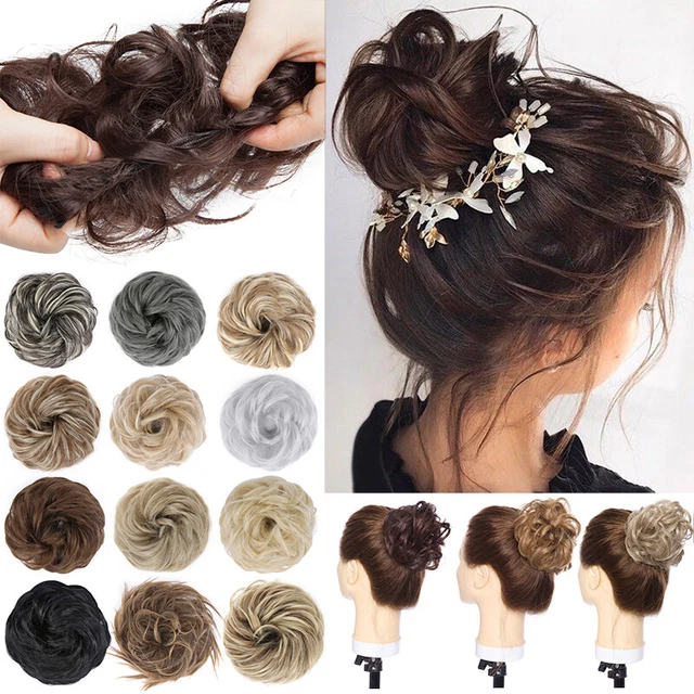Messy Bun Piece Scrunchie Updo Cover Curly Hair Extensions Real As Human Wrap AU