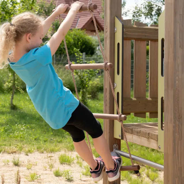 Strickleiter mit 6 Holz Sprossen Länge 220 cm Seilleiter Kletterleiter Schaukel