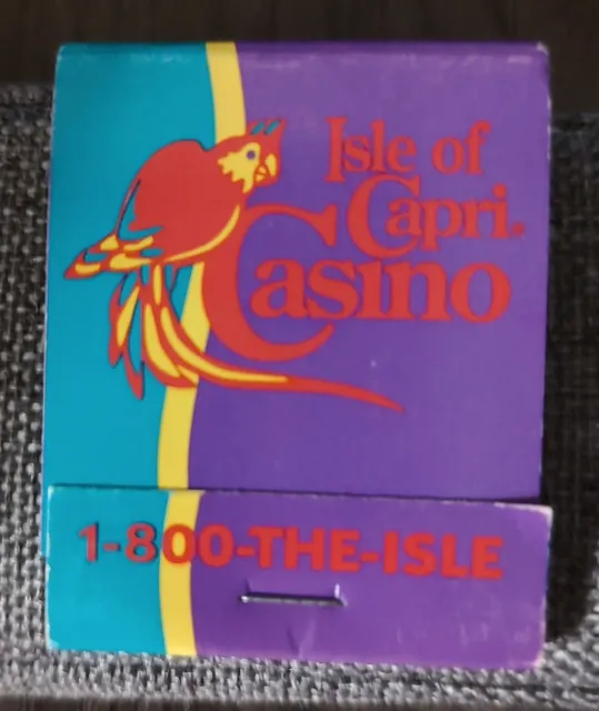 Collectable Vintage ISLE OF CAPRI CASINO Matchbook Purple & Teal SMOKING ART