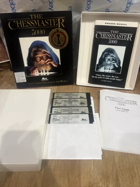 The Chessmaster 3000 Big Box IBM PC Dos 3.0 Floppy Big Box Rare