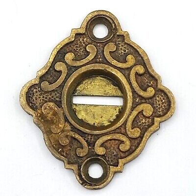 Vintage Ornate Bronze Key hole Escutcheon 1 3/8" (holes) 2