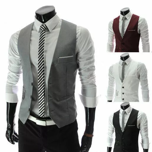 WEDDING PARTY FIT Casual Coat Tops Mens Waistcoat Formal Business Suit Vest  Slim £9.99 - PicClick UK