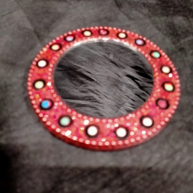 Vintage Round Hand Held Mirror Covered in Sequins and Beads #18 Good Condition