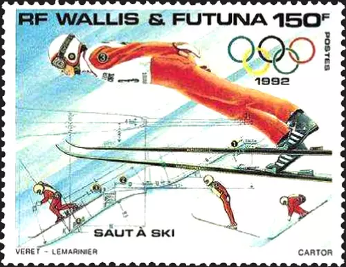 Timbre Sports d'hiver JO Saut à ski Wallis et Futuna 427 ** (72004EX)