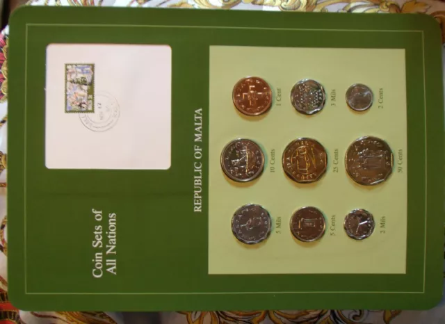 Coin Sets of All Nations Malta 1972 - 1982 2 & 3 Mils 1982 UNC 2 cent 1977 wcard