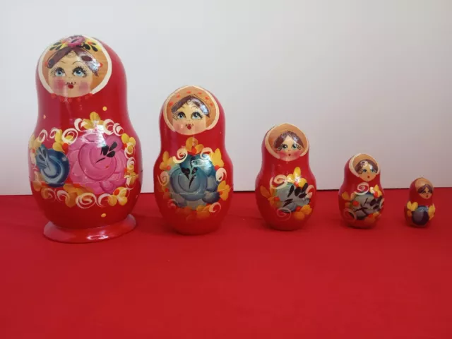 Russian Nesting Dolls Matryoshka 5 Pcs Handmade Wood Made in Russia
