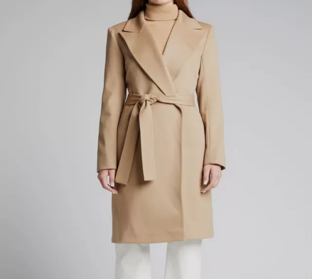 $1250 Fleurette Women's Brown Wool Wrap Belted Over-Coat Jacket Size 2 $1250 Fleurette Women's Brown Wool Wrap Belted Over-Coat Jacket Size 2