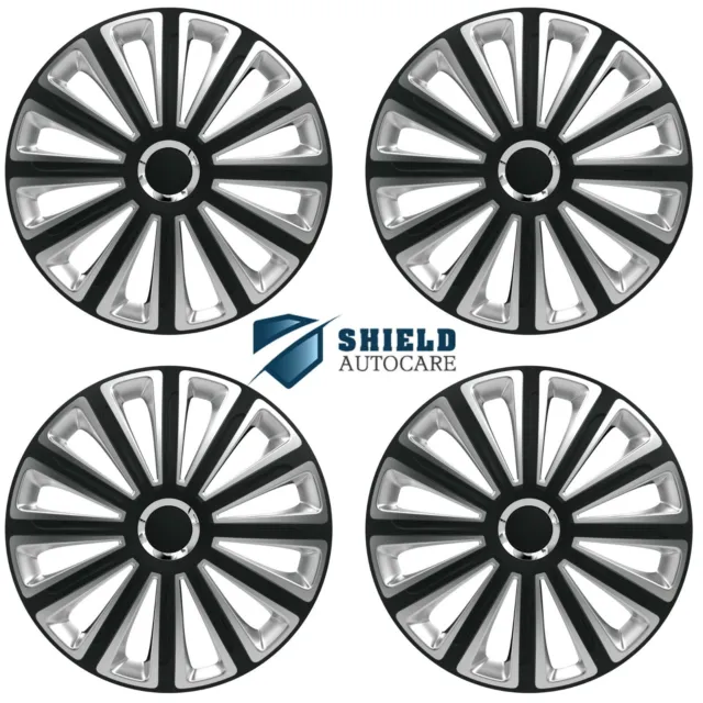 Wheel Trims 13" Hub Caps Trend RC BS Plastic Covers Set of 4 Black Silver R13