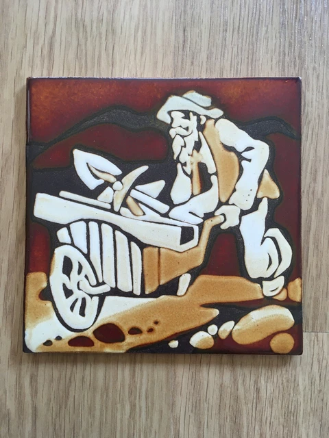 Vintage Mid Century Pilkington Tile Lovely Warm Colours Farmer Motif