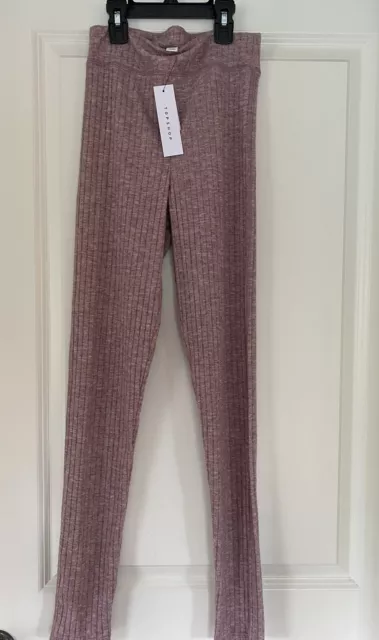 Topshop Wide Rib Leggings In Heather Pink Size 10US 14UK