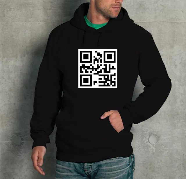 Felpa Con Cappuccio Unisex "Qr Code Fuck You!!!" Funny Hot Novita'  Uomo Donna