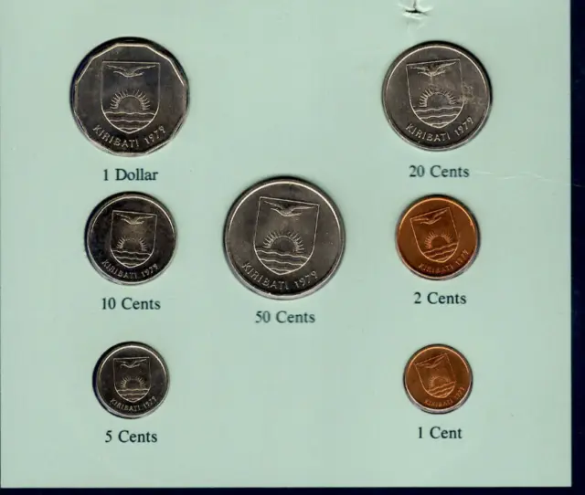 Coin Sets of All Nations Kiribati All 1979 UNC $1,50,20,10,5,2,1 cents 21JA86 3