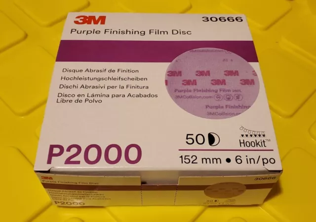3M 30666 Purple Finishing Film Hookit Disc 6 inch P2000 (50 Discs)
