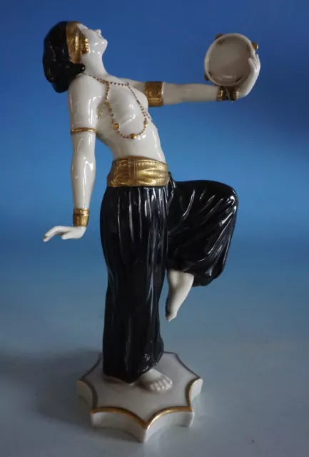 RS0123-030: Porzellan Figur Orientalische Tänzerin mit Tamburin um 1910