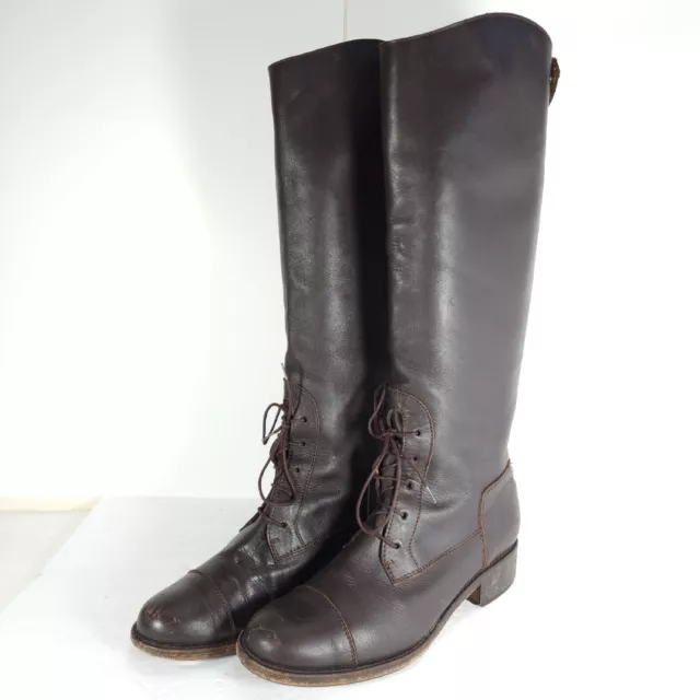 Hunter Women's Alida US10 Brown Leather Tall Lace Back Zip Tall  Riding Boots