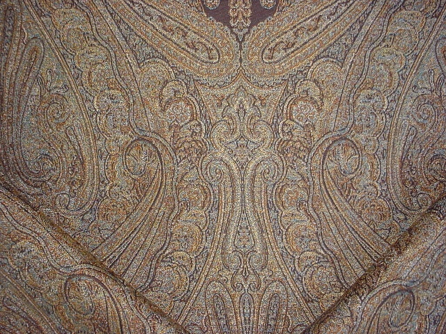 8-1/8Y Valdese Weavers Brass Copper Persian Floral Paisley Upholstery Fabric
