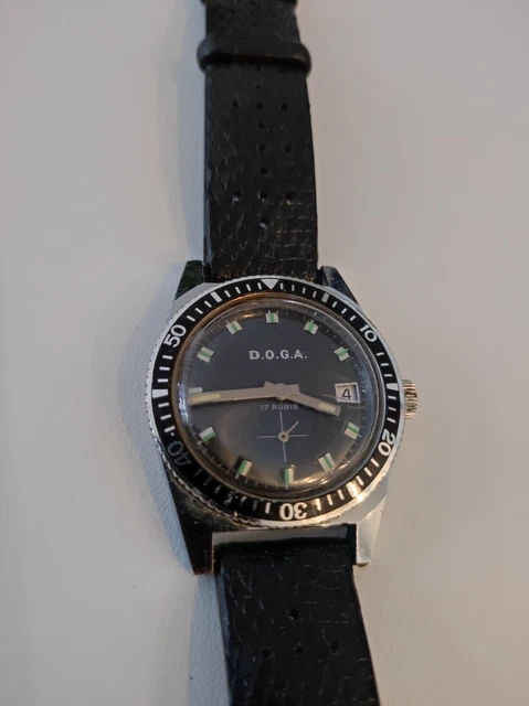 Montre De Plongée Thermidor Mécanique 17 Rubis - Boîtier Et Bracelet Acier, Cadran Beige/bleu, Occasion