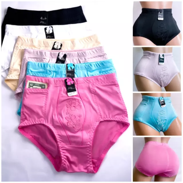 4 Women High Waist Dual Pocket Tummy Control Full Coverage Girdle Briefs Panties