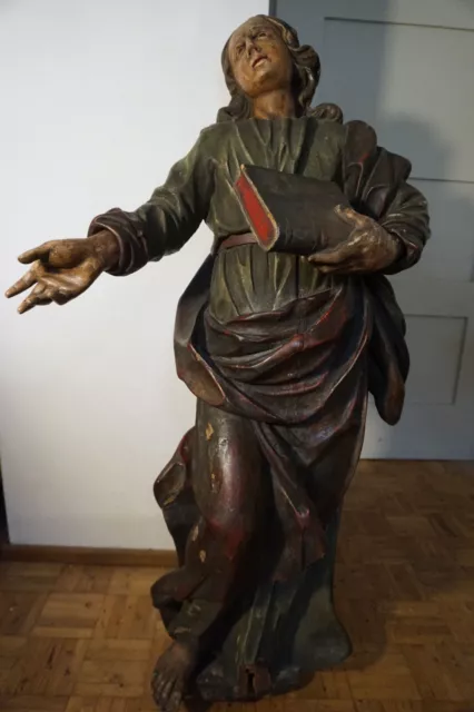 Barock Holz Kirchen Heiligen Figur wohl Heiliger Johannes 22 kg geschnitzt 18.Jh