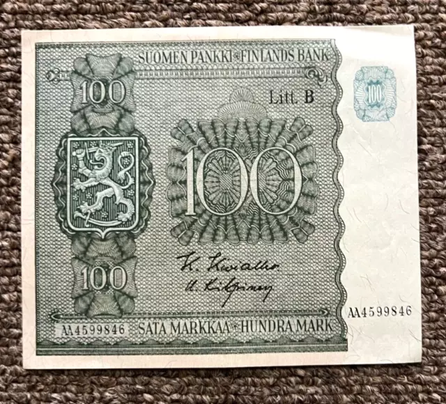 1945 Finland 100 Markkaa Banknote