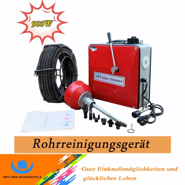 900W Rohrreinigungsmaschine Rohrreinigungsgerät Spirale Abflussreiniger 400rpm