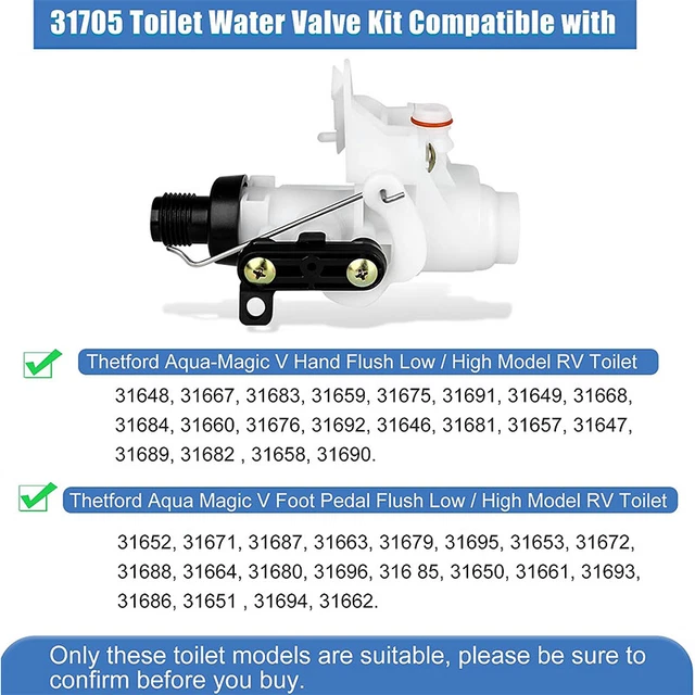 THETFORD AQUA MAGIC V Toilet Water Valve Kit Replacement For RV Part