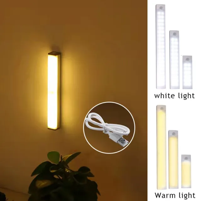 LED Motion Sensor Light Strip Cabinet Closet Lamp USB Rechargeable Wireless