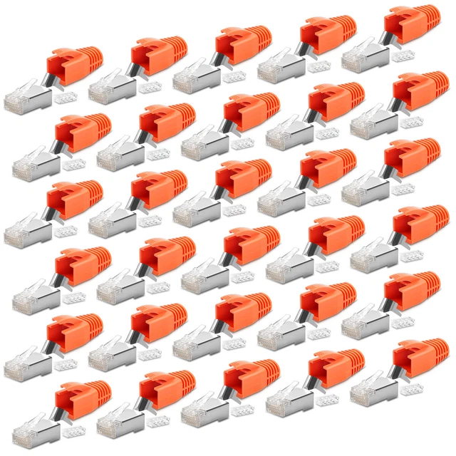 Netzwerkstecker Crimpstecker CAT7 CAT6A CAT6 RJ45 30x Netzwerk Stecker vergoldet