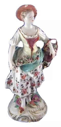 Antique 18thC Derby Porcelain Early Lady Figurine Figure English England Figur
