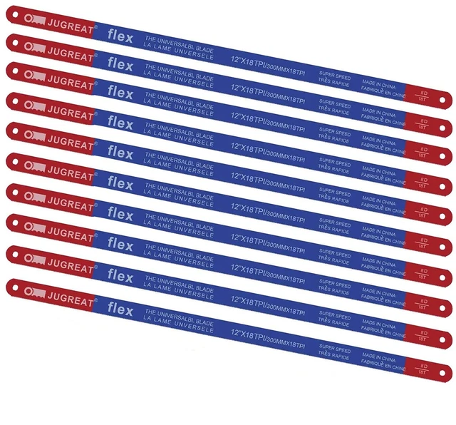 Hacksaw Replacement Blades Bi-Metal (10 Pack) High Speed Steel Grounded Teeth