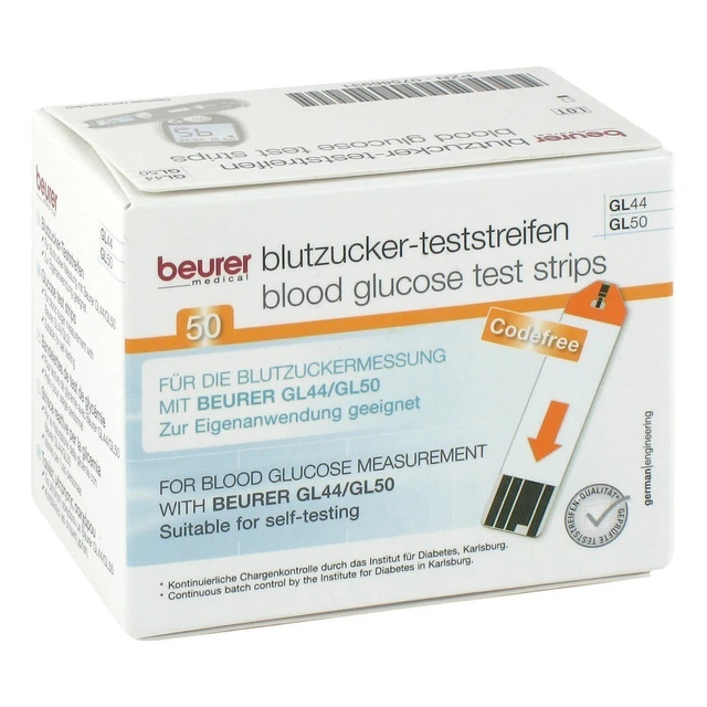 4 Packete a 50 Stück =200 Beurer Teststreifen GL44,GL50 Neu und Originalverpackt