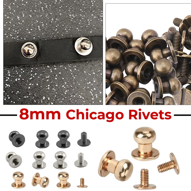 Lot De 5 Goujons Rivets Laiton 8mm - Pour Fixation Cuir, Sac, Maroquinerie, Bronzé