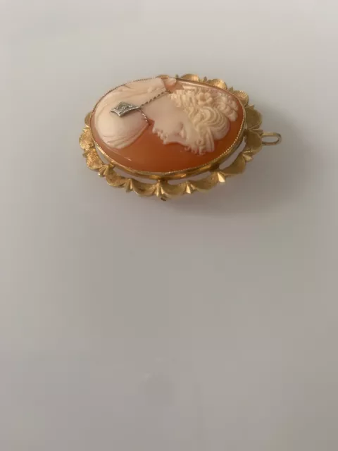 14K WHITE GOLD Cameo Brooch Pendant. Size Large. Beautiful Detail. $375 ...