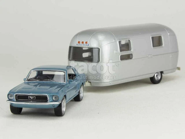 Miniature NOREV 1:43 Ford Mustang 1968 Avec Caravane Airstream - Jaune, Neuf En Boîte